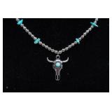 Silver Tone Necklaces with Turquoise Stones