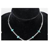 Silver Tone Necklaces with Turquoise Stones