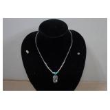 Silver Tone Necklaces with Turquoise Stones