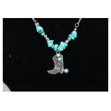 Silver Tone Necklaces with Turquoise Stones