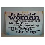Novelty Metal Sign - Oh Crap She's Up