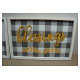 *2* Decorative Framed Wall Art - Gather & Blessings - 16'x10.5'