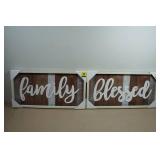 *2* Decorative Framed Wall Art - Family & Blessed - 24.5'x12'