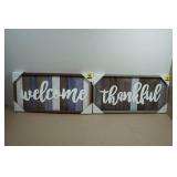 *2* Decorative Framed Wall Art - Welcome & Thankful - 24.5'x12'