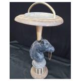 VINTAGE HORSE HEAD FLOOR ASHTRAY / SMOKING STAND
