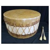 HUGE NATIVE AMERICAN PUEBLO-STYLE CEREMONIAL DRUM