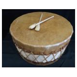 HUGE NATIVE AMERICAN PUEBLO-STYLE CEREMONIAL DRUM