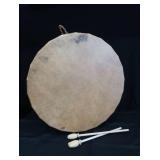 HUGE NATIVE AMERICAN PUEBLO-STYLE CEREMONIAL DRUM