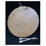 HUGE NATIVE AMERICAN PUEBLO-STYLE CEREMONIAL DRUM