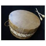 HUGE NATIVE AMERICAN PUEBLO-STYLE CEREMONIAL DRUM