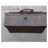 ANTIQUE  BROAD HEAD AXE HEAD / VINTAGE METAL TOOL BOX