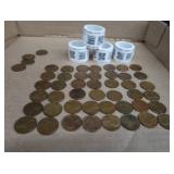4 ROLLS OF FOREVER STAMPS AND WHEAT PENNIES
