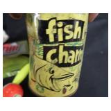 HUGE LOT OF VINTAGE BOBBERS AND CAN OF FISH CHARM