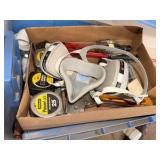 Various Plumbing & Tape Measures Staple gun & Misc.
