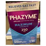 Phazyme PZ250 Maximum Strength Anti-Gas Simethicone 250 mg 12 Gels (Lot of 6)