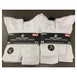Wear Proof Men's Crew Socks - 6 Pairs per Pack, White, Size 10-13 (Lot of 2)
