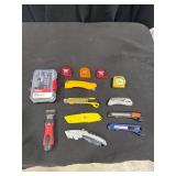 Assorted Knives and Tape Measures