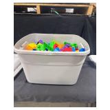Plastic Building Blocks in Bin