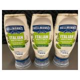 3 Hellmann's Italian Herb & Garlic Mayonnaise Dressing, 11.5 oz