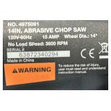 Ironton 14in. Chop Saw, 15 Amps, 5 HP #4975091 Msrp $159.99 (for parts only)