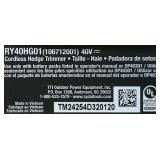 Ryobi RY40HG01 40V 24' Hedge Trimmer Tool Only Msrp $119.00