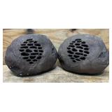 Alpine Corporation QLP952SLR-GR-2 9' Solar Bluetooth Rock Speaker Set, Wireless Outdoor Audio System for Patio, Deck, Poolside, Weather-Resistant, Gray, 2-Pack #7074133 Msrp $169.99 see description