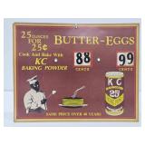 Vintage KC Baking Powder Advertising Price Board Sign
