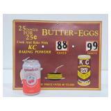 Vintage KC Baking Powder Advertising Price Board Sign