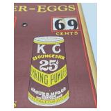 Vintage KC Baking Powder Advertising Price Board Sign