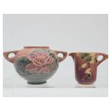 Vintage ROSEVILLE Art Pottery Vase & Small Pitcher
