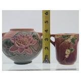 Vintage ROSEVILLE Art Pottery Vase & Small Pitcher
