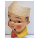 2 Original 1930's Chalkware String Dispenser Faces