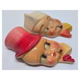2 Original 1930's Chalkware String Dispenser Faces