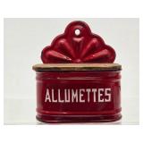 French 1930's Red & White Enamelware Canister Set #1 w/Match Holder