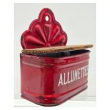 French 1930's Red & White Enamelware Canister Set #1 w/Match Holder