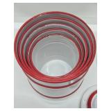 French 1930's Red & White Enamelware Canister Set #1 w/Large Tray