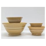 Lot of 4 Old Vintage Stoneware Mixing Bowls