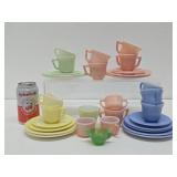 Large Lot of Old Vintage Akro Agate etc Glass Child's Dishes