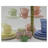 Large Lot of Old Vintage Akro Agate etc Glass Child's Dishes