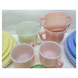 Large Lot of Old Vintage Akro Agate etc Glass Child's Dishes