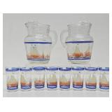 1950's era Ship Glasses - Set of 8 w/2 Pitchers