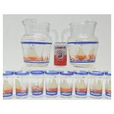 1950's era Ship Glasses - Set of 8 w/2 Pitchers