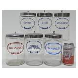 Set of 6 Vintage 1950's era GLASCO Medical Canisters / Jars