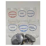 Set of 6 Vintage 1950's era GLASCO Medical Canisters / Jars