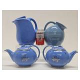 Vintage HALL Blue Ceramic Teapots & Pitchers