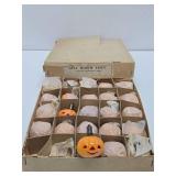 NOS Box of 24 Original 1940's Glass Halloween Pumpkin Christmas Light Bulbs w/Original Box - RARE FIND!