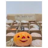 NOS Box of 24 Original 1940's Glass Halloween Pumpkin Christmas Light Bulbs w/Original Box - RARE FIND!
