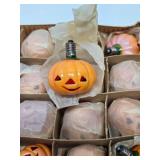 NOS Box of 24 Original 1940's Glass Halloween Pumpkin Christmas Light Bulbs w/Original Box - RARE FIND!