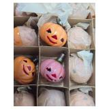 NOS Box of 24 Original 1940's Glass Halloween Pumpkin Christmas Light Bulbs w/Original Box - RARE FIND!
