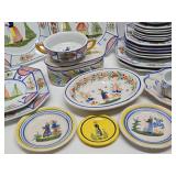 LARGE Collection of Vintage French Henriot QUIMPER Dishware